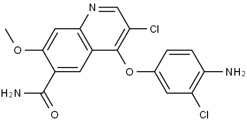 6-Quinolinecarboxamide, 4-(4-amino-3-chlorophenoxy)-3-chloro-7-methoxy- Struktur