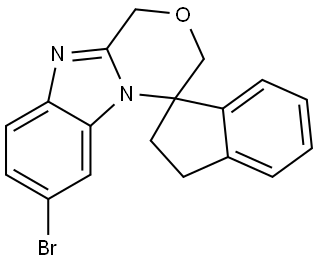 7-bromo-2',3'-dihydro-1H,3H-spiro[benzo[4,5]imidazo[2,1-c][1,4]oxazine-4,1'-indene Struktur