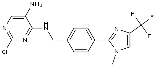 2-chloro-N4-(4-(1-methyl-4-(trifluoromethyl)-1H-imidazol-2-yl)benzyl)pyrimidine-4,5-diamine Struktur