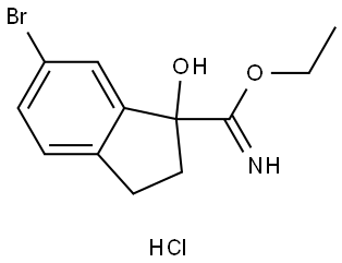 ethyl 6-bromo-1-hydroxy-2,3-dihydro-1H-indene-1-carbimidate hydrochloride Struktur