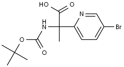 2-(5-bromopyridin-2-yl)-2-((tert-butoxycarbonyl)amino)propanoic acid Struktur