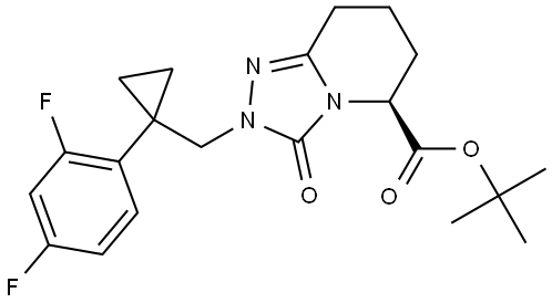 tert-butyl (S)-2-((1-(2,4-difluorophenyl)cyclopropyl)methyl)-3-oxo-2,3,5,6,7,8-hexahydro-[1,2,4]triazolo[4,3-a]pyridine-5-carboxylate Struktur