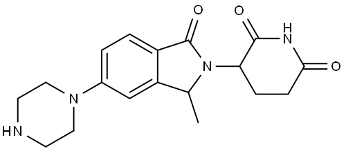 3-(3-Methyl-1-oxo-5-(piperazin-1-yl)isoindolin-2-yl)piperidine-2,6-dione Struktur