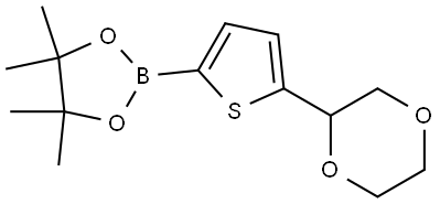 2-(5-(1,4-dioxan-2-yl)thiophen-2-yl)-4,4,5,5-tetramethyl-1,3,2-dioxaborolane Struktur