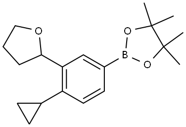 2-(4-cyclopropyl-3-(tetrahydrofuran-2-yl)phenyl)-4,4,5,5-tetramethyl-1,3,2-dioxaborolane Struktur