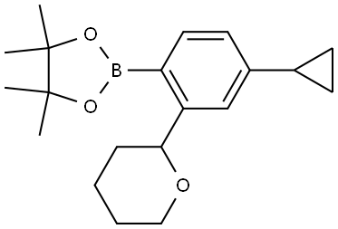 2-(4-cyclopropyl-2-(tetrahydro-2H-pyran-2-yl)phenyl)-4,4,5,5-tetramethyl-1,3,2-dioxaborolane Struktur