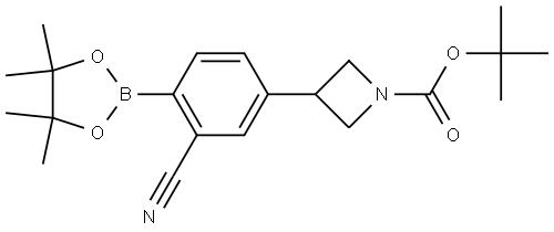 tert-butyl 3-(3-cyano-4-(4,4,5,5-tetramethyl-1,3,2-dioxaborolan-2-yl)phenyl)azetidine-1-carboxylate Struktur