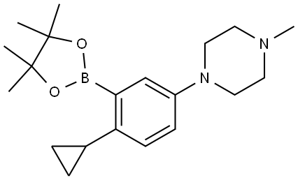 1-(4-cyclopropyl-3-(4,4,5,5-tetramethyl-1,3,2-dioxaborolan-2-yl)phenyl)-4-methylpiperazine Struktur