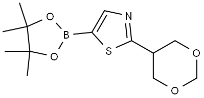 2-(1,3-dioxan-5-yl)-5-(4,4,5,5-tetramethyl-1,3,2-dioxaborolan-2-yl)thiazole Struktur