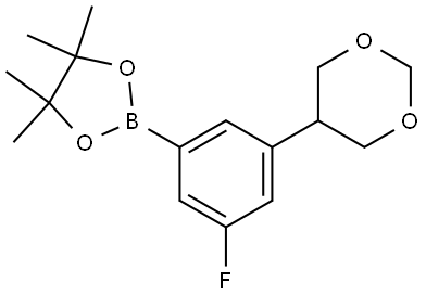 2-(3-(1,3-dioxan-5-yl)-5-fluorophenyl)-4,4,5,5-tetramethyl-1,3,2-dioxaborolane Struktur