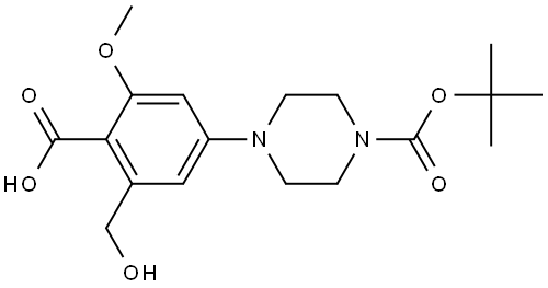 4-(4-(tert-butoxycarbonyl)piperazin-1-yl)-2-(hydroxymethyl)-6-methoxybenzoic acid Struktur