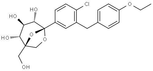 β-D-Idopyranose, 1,6-anhydro-1-C-[4-chloro-3-[(4-ethoxyphenyl)methyl]phenyl]-5-C-(hydroxymethyl)- Struktur