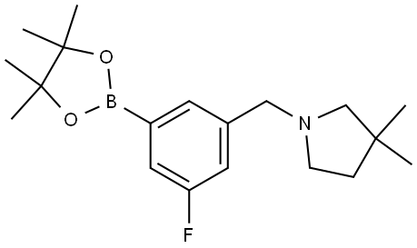 Pyrrolidine, 1-[[3-fluoro-5-(4,4,5,5-tetramethyl-1,3,2-dioxaborolan-2-yl)phenyl]methyl]-3,3-dimethyl- Struktur