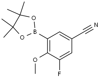 3-fluoro-4-methoxy-5-(4,4,5,5-tetramethyl-1,3,2-dioxaborolan-2-yl)benzonitrile Struktur