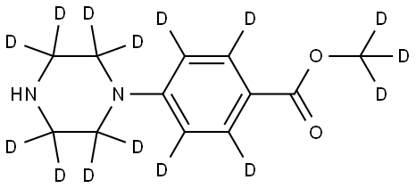 methyl-d3 4-(piperazin-1-yl-2,2,3,3,5,5,6,6-d8)benzoate-d4 Struktur