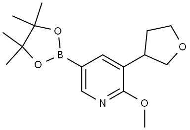 2-methoxy-3-(tetrahydrofuran-3-yl)-5-(4,4,5,5-tetramethyl-1,3,2-dioxaborolan-2-yl)pyridine Struktur