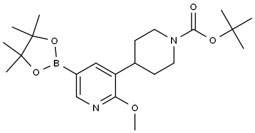 tert-butyl 4-(2-methoxy-5-(4,4,5,5-tetramethyl-1,3,2-dioxaborolan-2-yl)pyridin-3-yl)piperidine-1-carboxylate Struktur