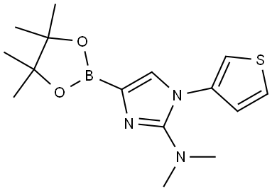 N,N-dimethyl-4-(4,4,5,5-tetramethyl-1,3,2-dioxaborolan-2-yl)-1-(thiophen-3-yl)-1H-imidazol-2-amine Struktur