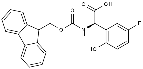 (R)-2-((((9H-fluoren-9-yl)methoxy)carbonyl)amino)-2-(5-fluoro-2-hydroxyphenyl)acetic acid Struktur