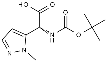 (R)-2-((tert-butoxycarbonyl)amino)-2-(1-methyl-1H-pyrazol-5-yl)acetic acid Struktur