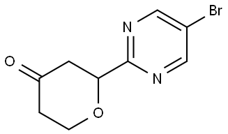 2-(5-bromopyrimidin-2-yl)tetrahydro-4H-pyran-4-one Struktur