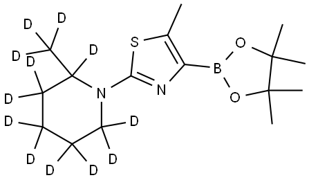 5-methyl-2-(2-(methyl-d3)piperidin-1-yl-2,3,3,4,4,5,5,6,6-d9)-4-(4,4,5,5-tetramethyl-1,3,2-dioxaborolan-2-yl)thiazole Struktur