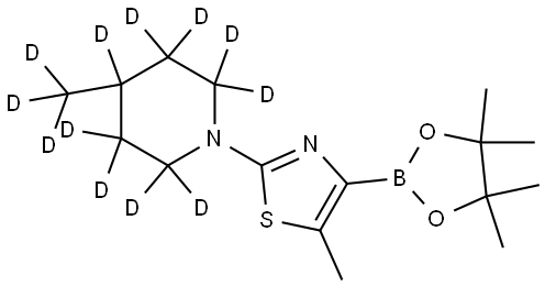 5-methyl-2-(4-(methyl-d3)piperidin-1-yl-2,2,3,3,4,5,5,6,6-d9)-4-(4,4,5,5-tetramethyl-1,3,2-dioxaborolan-2-yl)thiazole Struktur