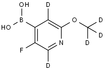 (5-fluoro-2-(methoxy-d3)pyridin-4-yl-3,6-d2)boronic acid Struktur