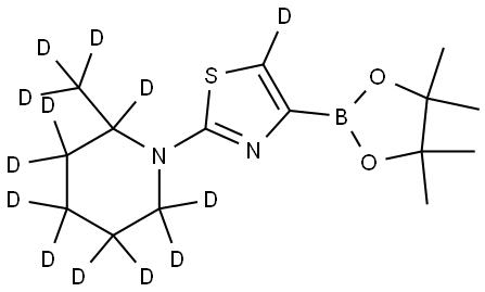 2-(2-(methyl-d3)piperidin-1-yl-2,3,3,4,4,5,5,6,6-d9)-4-(4,4,5,5-tetramethyl-1,3,2-dioxaborolan-2-yl)thiazole-5-d Struktur