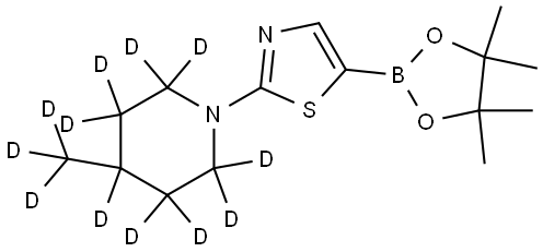 2-(4-(methyl-d3)piperidin-1-yl-2,2,3,3,4,5,5,6,6-d9)-5-(4,4,5,5-tetramethyl-1,3,2-dioxaborolan-2-yl)thiazole Struktur