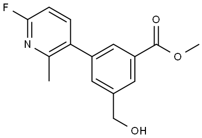 Benzoic acid, 3-(6-fluoro-2-methyl-3-pyridinyl)-5-(hydroxymethyl)-, methyl ester Struktur