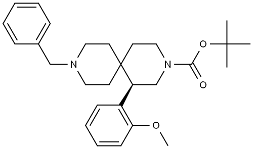 tert-butyl (R)-9-benzyl-1-(2-methoxyphenyl)-3,9-diazaspiro[5.5]undecane-3-carboxylate Struktur