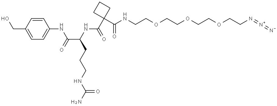 Azide-PEG3-Amide-cBut-Cit-PAB Struktur