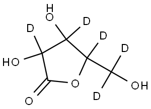 3,4-dihydroxy-5-(hydroxymethyl-d2)dihydrofuran-2(3H)-one-3,4,5-d3 Struktur