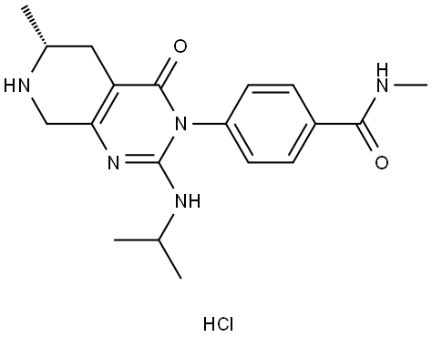 (R)-4-(2-(isopropylamino)-6-methyl-4-oxo-5,6,7,8-tetrahydropyrido[3,4-d]pyrimidin-3(4H)-yl)-N-methylbenzamide hydrochloride Struktur