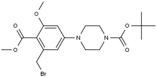 tert-butyl 4-(3-(bromomethyl)-5-methoxy-4-(methoxycarbonyl)phenyl)piperazine-1-carboxylate Struktur