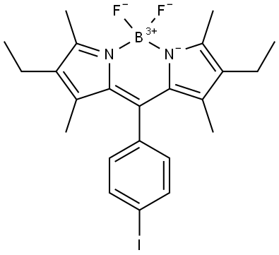 Boron, [4-?ethyl-?2-?[(4-?ethyl-?3,?5-?dimethyl-?2H-?pyrrol-?2-?ylidene-?κN)?(4-?iodophenyl)?methyl]?-?3,?5-?dimethyl-?1H-?pyrrolato-?κN]?difluoro-?, (T-?4)?- Struktur