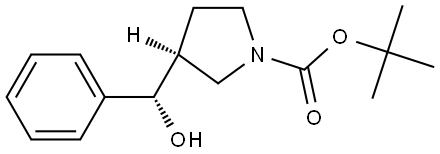 rel-tert-butyl (R)-3-((R)-hydroxy(phenyl)methyl)pyrrolidine-1-carboxylate Struktur