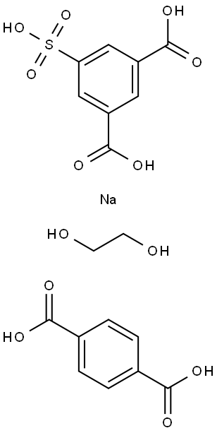 1,3-Benzenedicarboxylic acid, 5-sulfo-, monosodium salte, polymer with 1,4-benzenedicarboxylica acid and 1,2-ethanediol Struktur