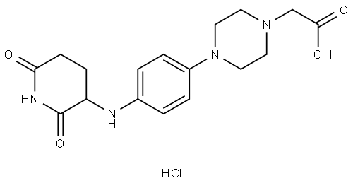 2-(4-(4-[(2,6-dioxopiperidin-3-yl)amino]phenyl)piperazin-1-yl)acetic acid Struktur