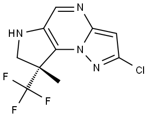 6H-Pyrazolo[1,5-a]pyrrolo[2,3-e]pyrimidine, 2-chloro-7,8-dihydro-8-methyl-8-(trifluoromethyl)-, (8R)- Struktur