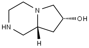 rel-(7S,8aS)-1,2,3,4,6,7,8,8a-octahydropyrrolo[1,2-a]pyrazin-7-ol Struktur