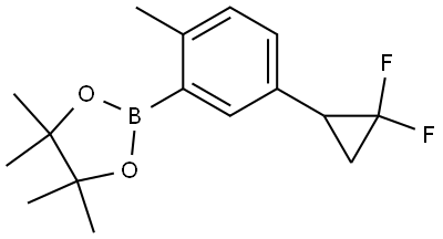 2-(5-(2,2-difluorocyclopropyl)-2-methylphenyl)-4,4,5,5-tetramethyl-1,3,2-dioxaborolane Struktur