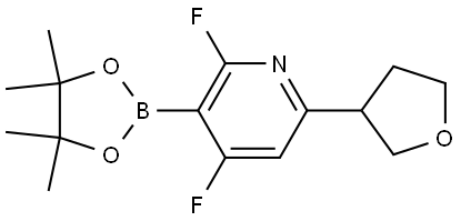 2,4-difluoro-6-(tetrahydrofuran-3-yl)-3-(4,4,5,5-tetramethyl-1,3,2-dioxaborolan-2-yl)pyridine Struktur