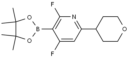 2,4-difluoro-6-(tetrahydro-2H-pyran-4-yl)-3-(4,4,5,5-tetramethyl-1,3,2-dioxaborolan-2-yl)pyridine Struktur