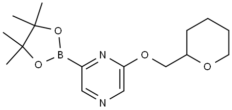 2-((tetrahydro-2H-pyran-2-yl)methoxy)-6-(4,4,5,5-tetramethyl-1,3,2-dioxaborolan-2-yl)pyrazine Struktur