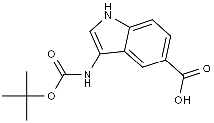 1H-Indole-5-carboxylic acid, 3-[[(1,1-dimethylethoxy)carbonyl]amino]- Struktur