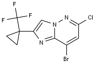 8-Bromo-6-chloro-2-[1-(trifluoromethyl)cyclopropyl]imidazo[1,2-b]pyridazine Struktur