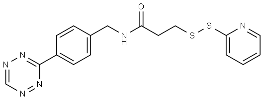 N-(4-(1,2,4,5-tetrazin-3-yl)benzyl)-3-(pyridin-2-yldisulfaneyl)propanamide Struktur