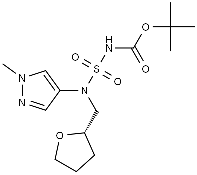 tert-butyl (S)-(N-(1-methyl-1H-pyrazol-4-yl)-N-((tetrahydrofuran-2-yl)methyl)sulfamoyl)carbamate Struktur